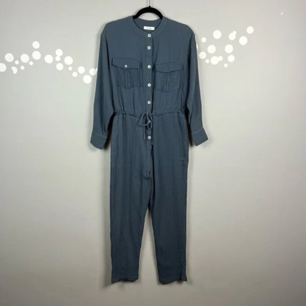 Mod Ref The Trevor Cotton Button-Front Utility Jumpsuit Size S